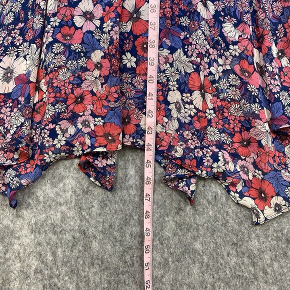 BCBG Paris Dress Womens XS Blue Pink Halter Floral Chiffon Handkerchief Hem Boho - Picture 8 of 15